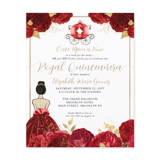 Budget Red Burgundy Cinderella Royal Quinceanera