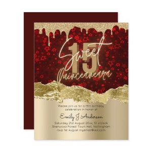 BUDGET Red Gold Foil Glitter Quinceanera 15th