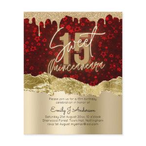 BUDGET Red Gold Foil Glitter Quinceanera 15th Flye Flyer