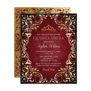 Budget Red Gold Tiara Quinceañera Photo