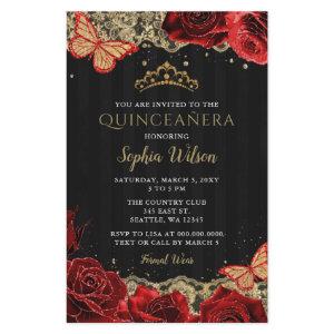 Budget Red Roses Black Gold Quinceañera