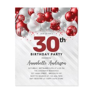 Budget Red Silver Balloon Glitter 30th Birthday