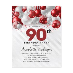 Budget Red Silver Balloon Glitter 90th Birthday