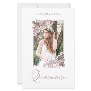 Budget Romantic Rose Gold Floral Frame Photo XV
