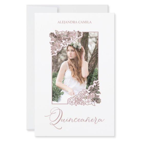 Budget Romantic Rose Gold Floral Frame Photo XV