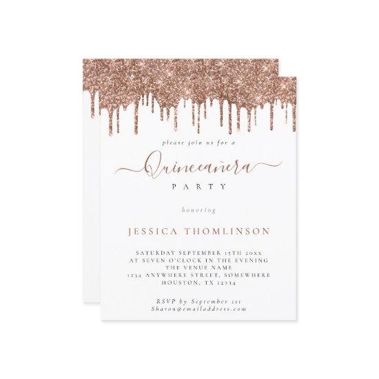 Budget Rose Glitter Drips Quinceañera
