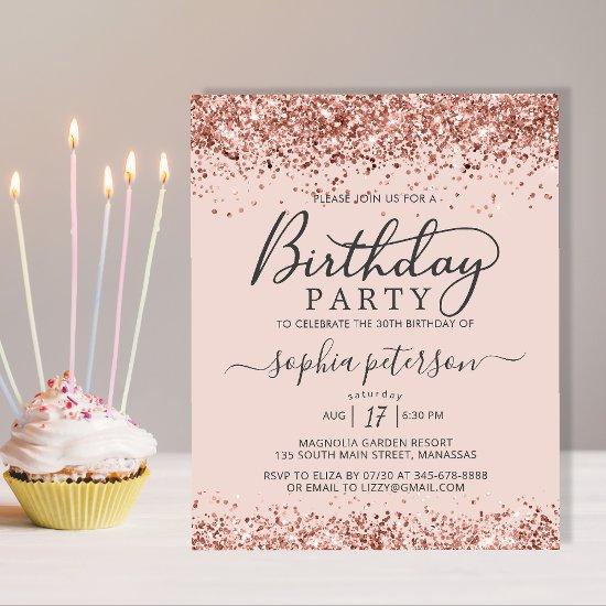 Budget Rose Gold Any Age Blush Birthday