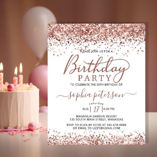 Budget Rose Gold Any Age White Birthday