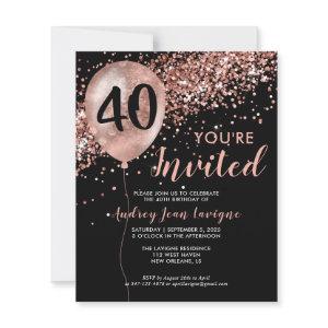 Budget Rose Gold Balloon Black 40th Birthday