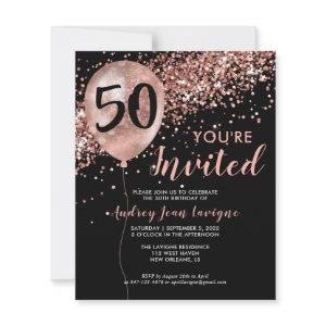 Budget Rose Gold Balloon Black 50th Birthday