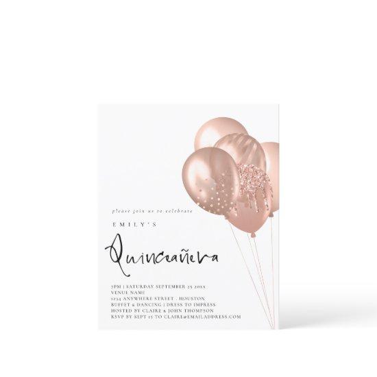 Budget Rose Gold Balloon QR Code Quinceañera Party
