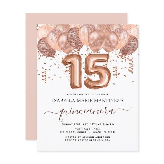 Budget Rose Gold Balloons Quinceañera Celebration