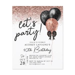 Budget Rose Gold Black Glitter Balloon Birthday