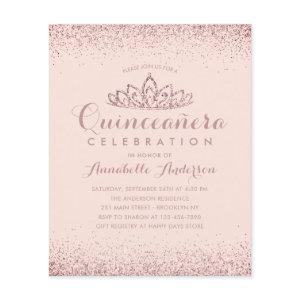 Budget Rose Gold Blush Quinceañera Tiara Invite