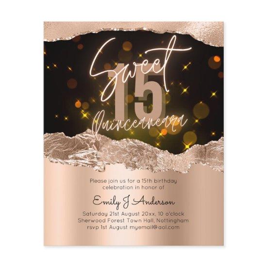 BUDGET Rose Gold Foil Glitter Quinceanera 15th Fly Flyer