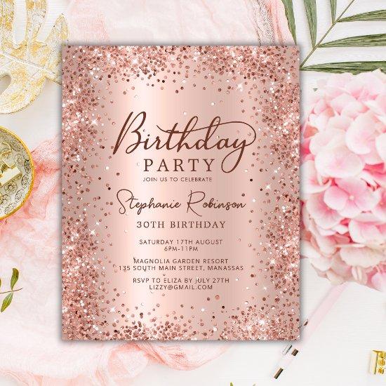 Budget Rose Gold Glitter 30th Birthday