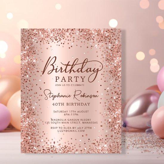 Budget Rose Gold Glitter 40th Birthday