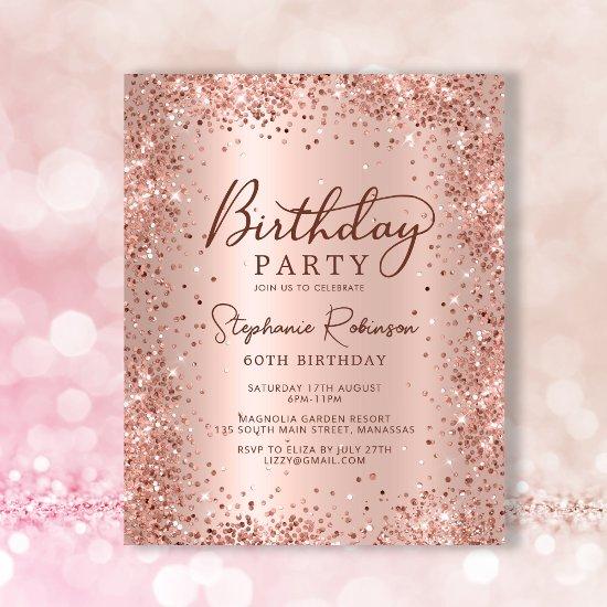 Budget Rose Gold Glitter 60th Birthday