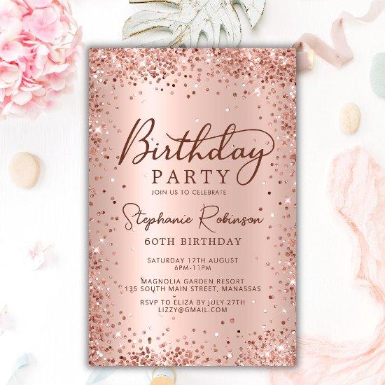 Budget Rose Gold Glitter 60th Birthday
