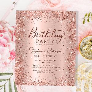 Budget Rose Gold Glitter 90th Birthday