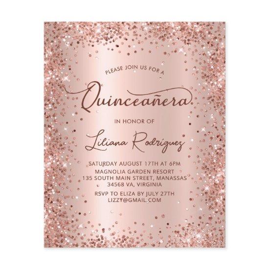 Budget Rose Gold Glitter Quinceanera