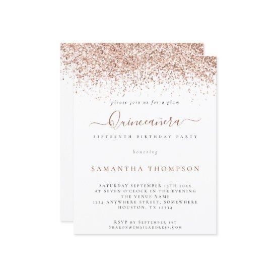Budget Rose Gold Glitter Quinceañera