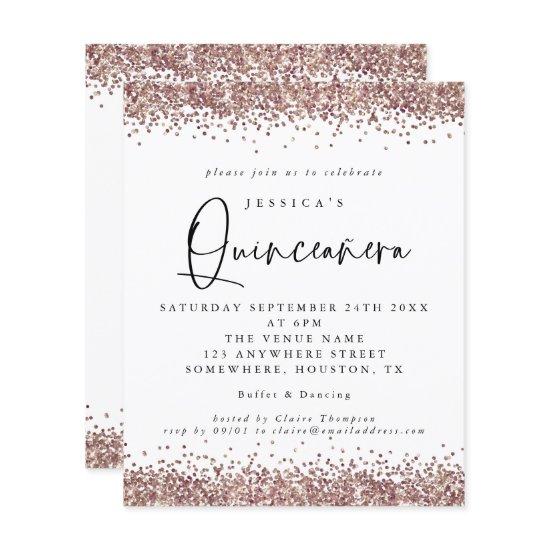 Budget Rose Gold Glitter  Quinceanera
