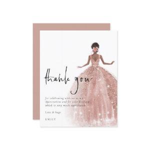 Budget Rose Gold Gown Dark Hair Quinceañera Thanks
