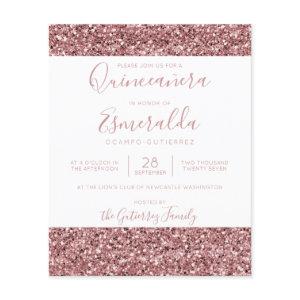 BUDGET Rose Gold Pink Glitter Quinceanera