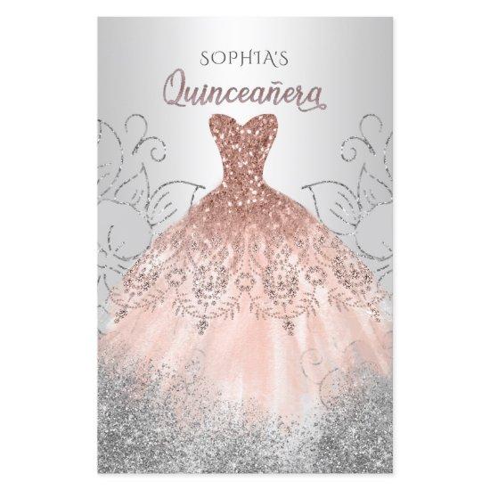 Budget Rose Gold Sparkle Dress Quinceañera Invite