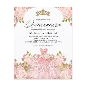 BUDGET Rosegold Pink Dress Floral 15th Quinceañera
