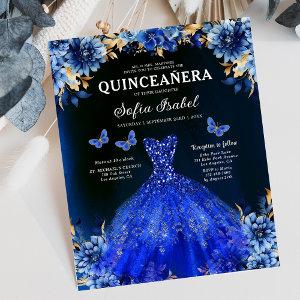 Budget Royal Blue Bilingual Spanish Quinceanera Flyer