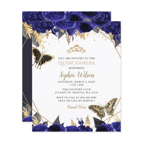 Budget Royal Blue Butterfly Quinceañera