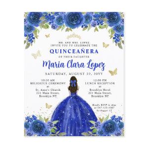 Budget Royal Blue Gold Floral Princess Quinceanera