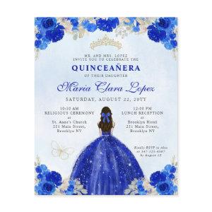 Budget Royal Blue Gold Floral Princess Quinceañera