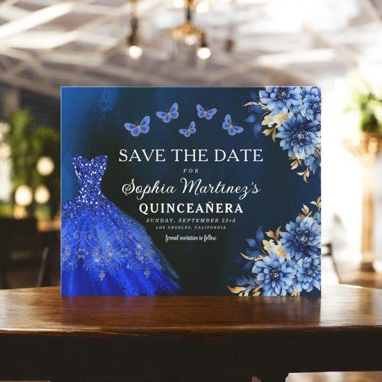 Budget Royal Blue Save the Date Quinceanera