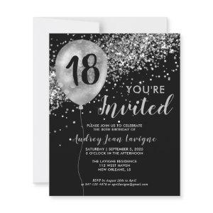 Budget Silver Glitter Balloon Black 18th Birthday