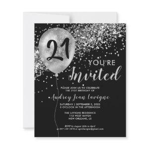 Budget Silver Glitter Balloon Black 21st Birthday