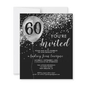 Budget Silver Glitter Balloon Black 60th Birthday