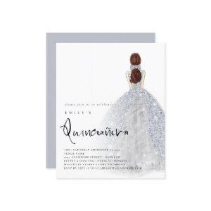 Budget Silver Gown Brunette Hair QR Quinceañera