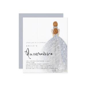 Budget Silver Gown Light Brown Hair QR Quinceañera