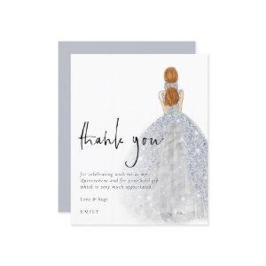 Budget Silver Gown Red Hair Quinceañera Thank You