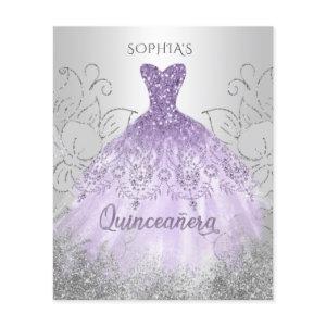 Budget Silver Purple Dress Quinceañera