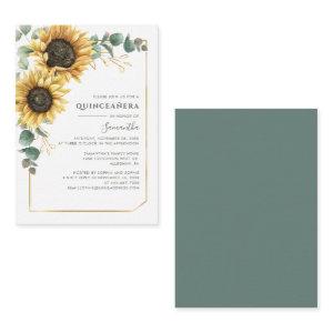 Budget Sunflower Quinceanera 15th Birthday Invite
