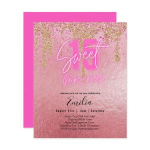 Budget Sweet 15 Pink Glitter Foil Quinceanera Glam