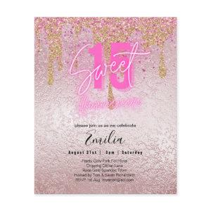 Budget Sweet 15 Pink Glitter Foil Quinceanera Glam Flyer