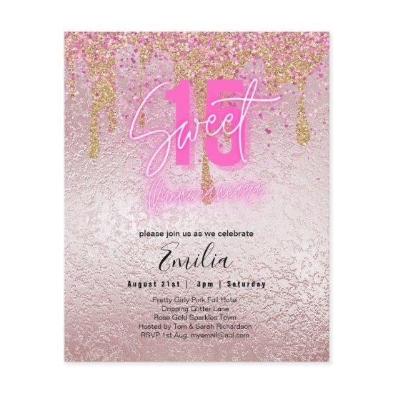 Budget Sweet 15 Pink Glitter Foil Quinceanera Glam Flyer