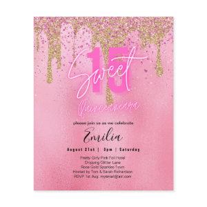 Budget Sweet 15 Pink Glitter Foil Quinceanera Glam Flyer