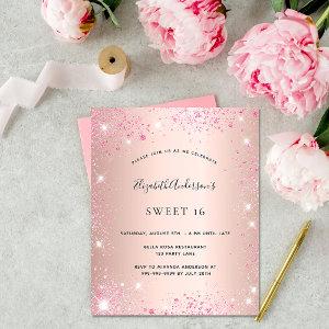 Budget Sweet 16 rose gold pink glitter