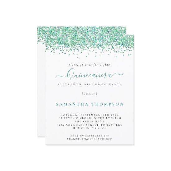 Budget Teal Glitter Quinceañera
